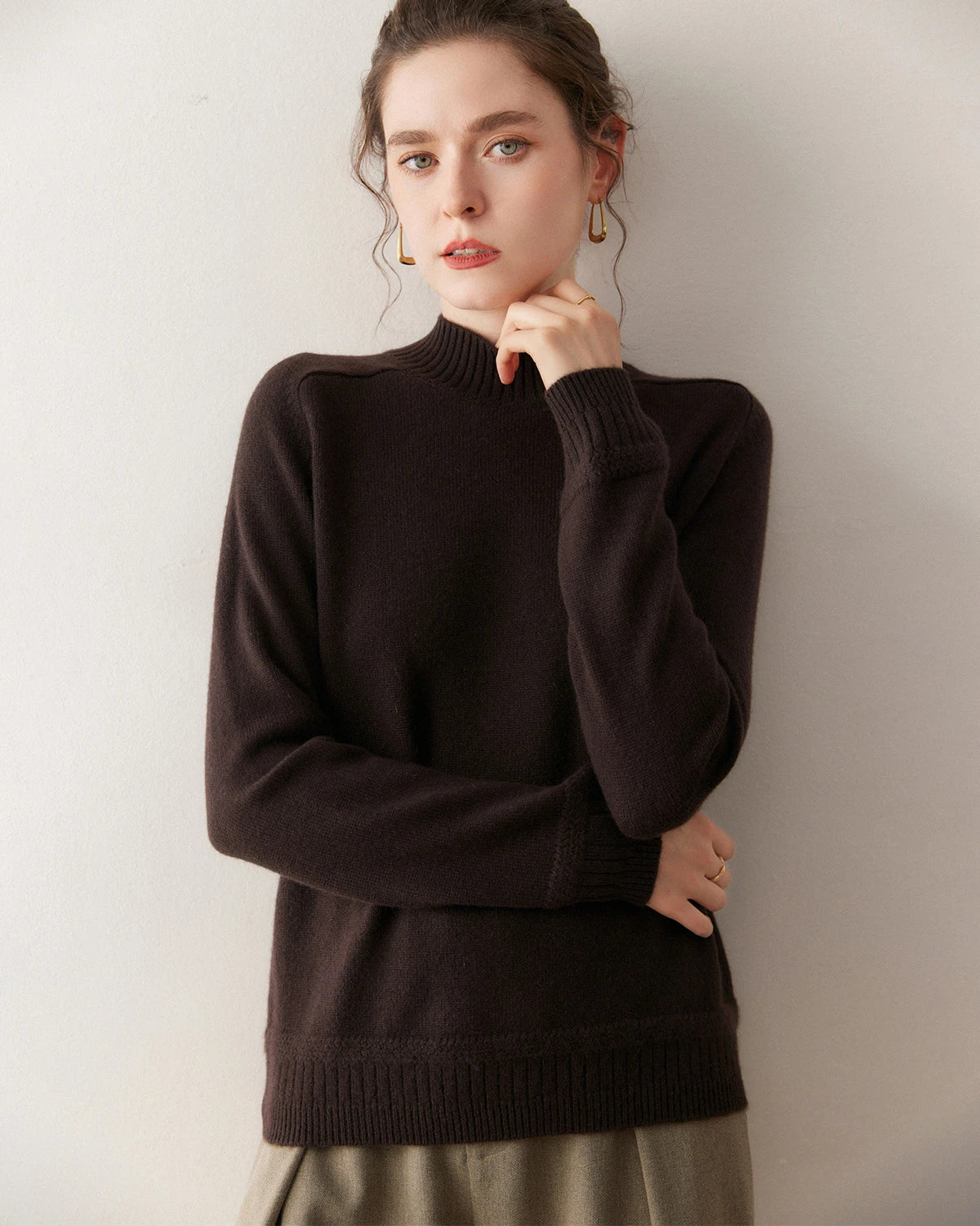 Pull en cachemire pour femme à torsades et manches raglan