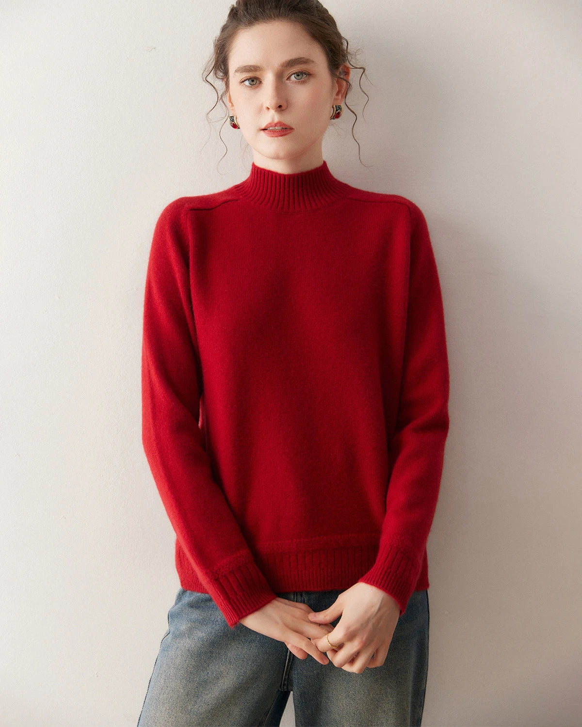 Pull en cachemire pour femme à torsades et manches raglan