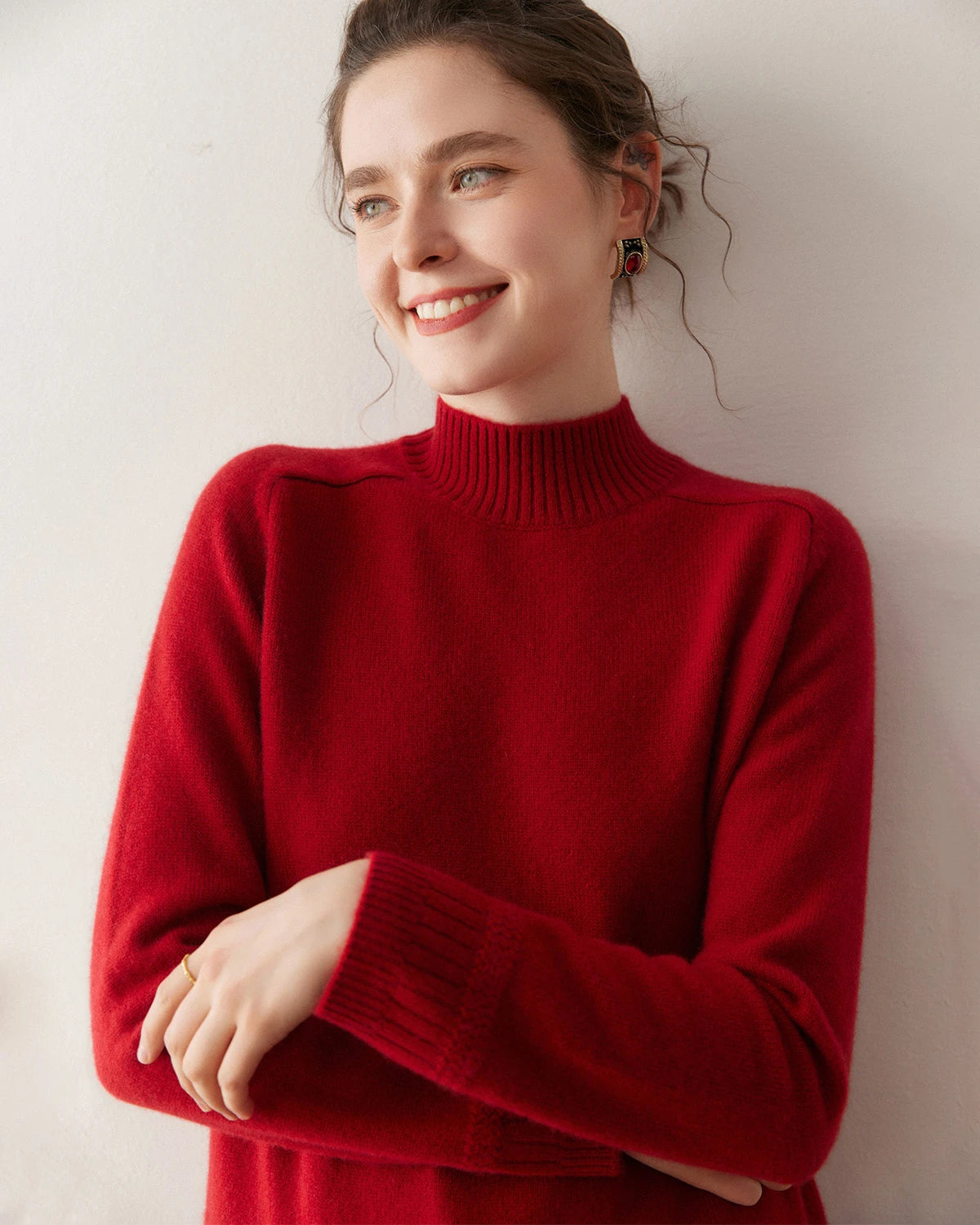 Pull en cachemire pour femme à torsades et manches raglan