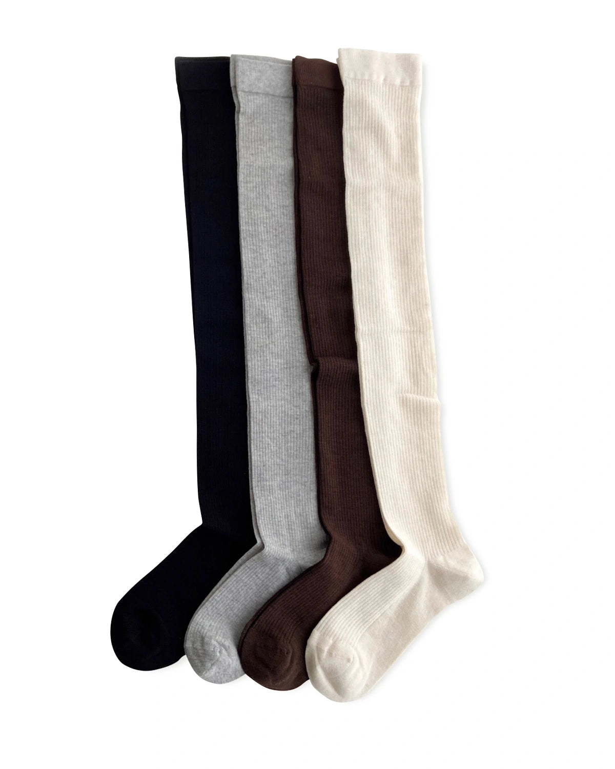 Chaussettes femme côtelées style slouchy en mélange cachemire et modal