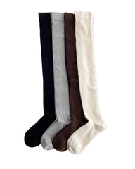 Chaussettes femme côtelées style slouchy en mélange cachemire et modal