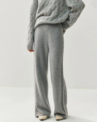Pantalon large en tricot laine et cachemire pour femme