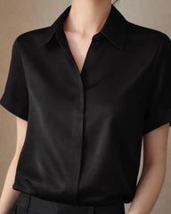 Chemise en Soie Classique à Boutons pour Femme