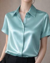 Chemise en Soie Classique à Boutons pour Femme