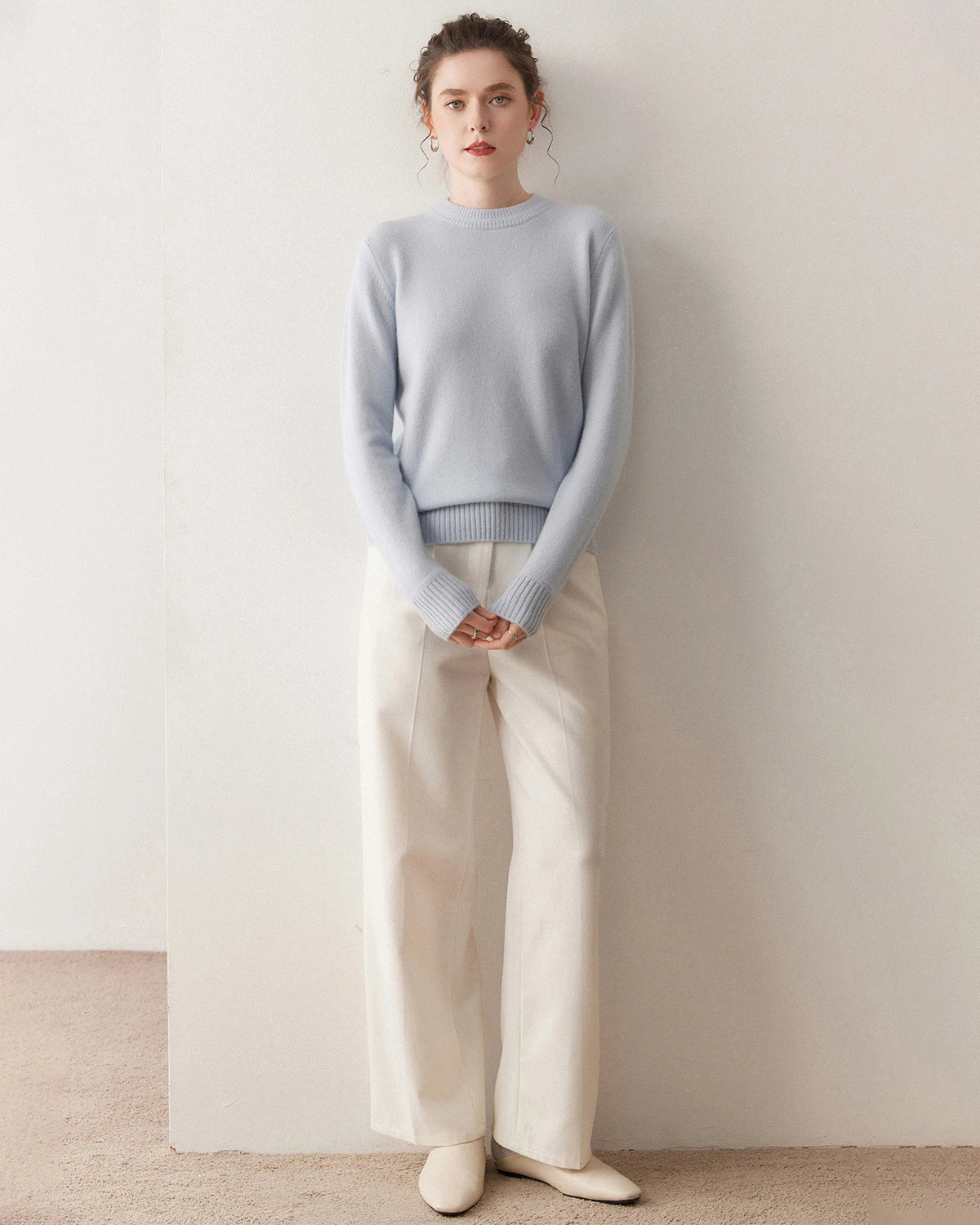 Pull en cachemire à col rond essentiel pour femme