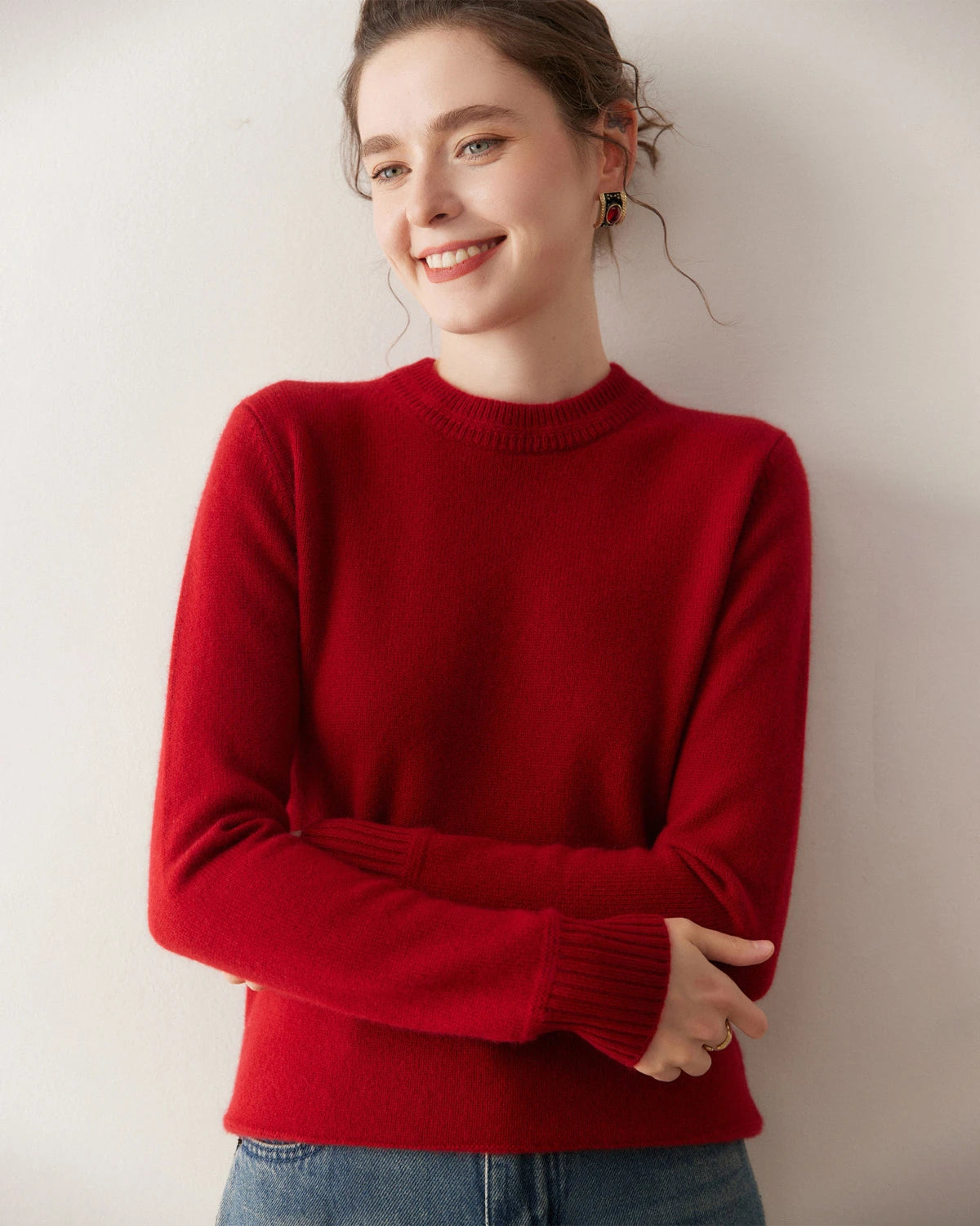 Pull en cachemire à col rond essentiel pour femme