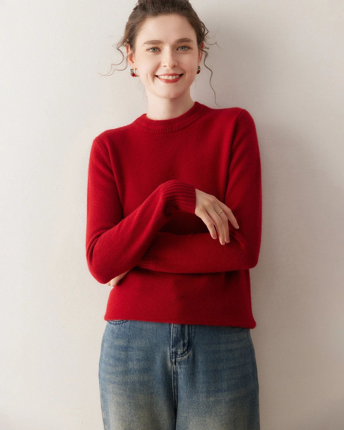 Pull en cachemire à col rond essentiel pour femme