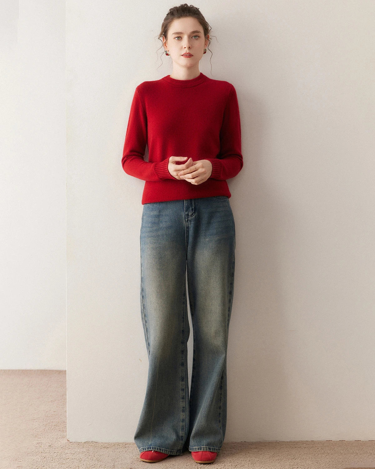 Pull en cachemire à col rond essentiel pour femme