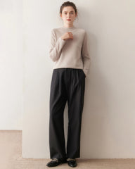 Pull en cachemire pour femme à col montant mi-haut