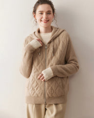 Gilet en cachemire à capuche zippé pour femme