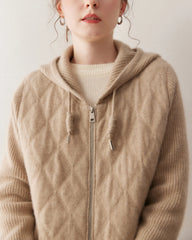 Gilet en cachemire à capuche zippé pour femme