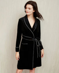 Peignoir en velours longueur genou femme