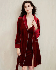 Peignoir en velours longueur genou femme