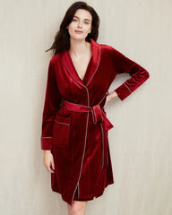 Peignoir en velours longueur genou femme