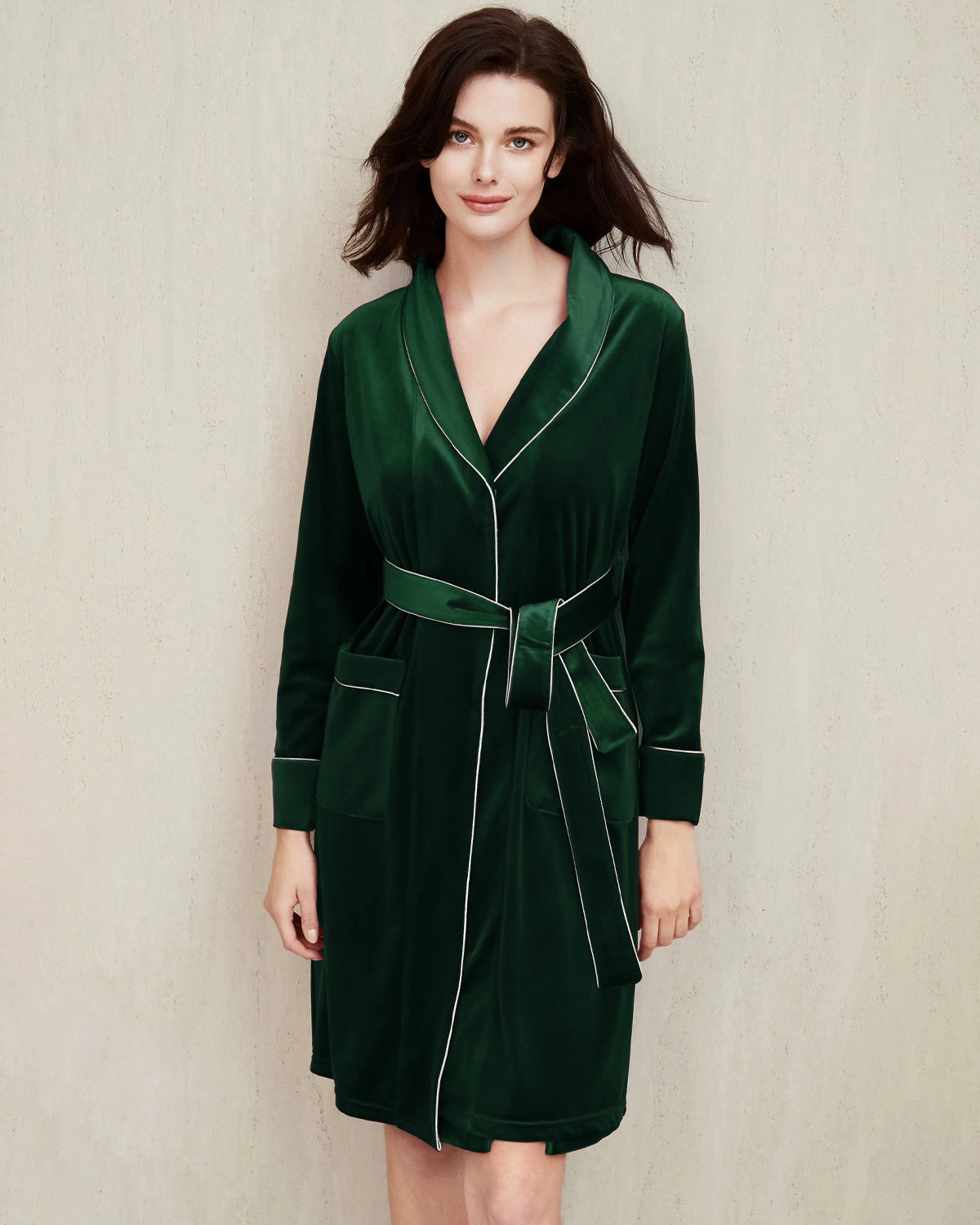 Peignoir en velours longueur genou femme