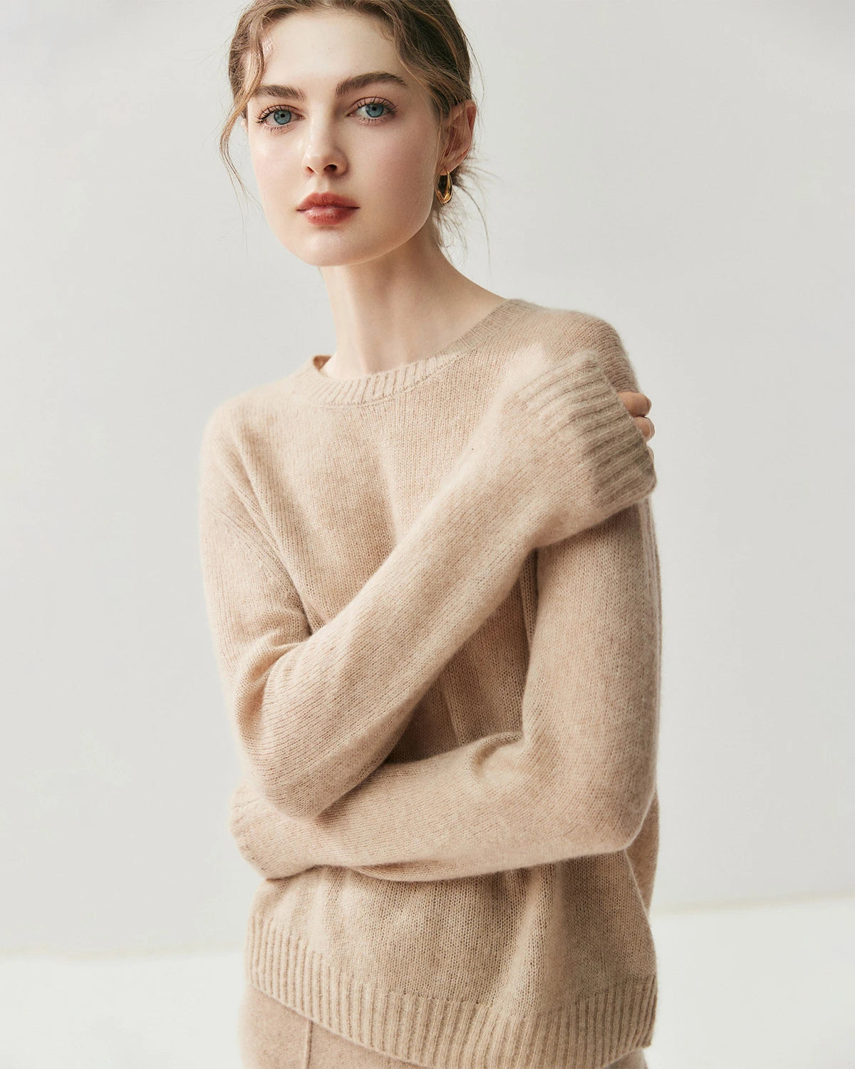 Pull en cachemire léger pour femme à col rond