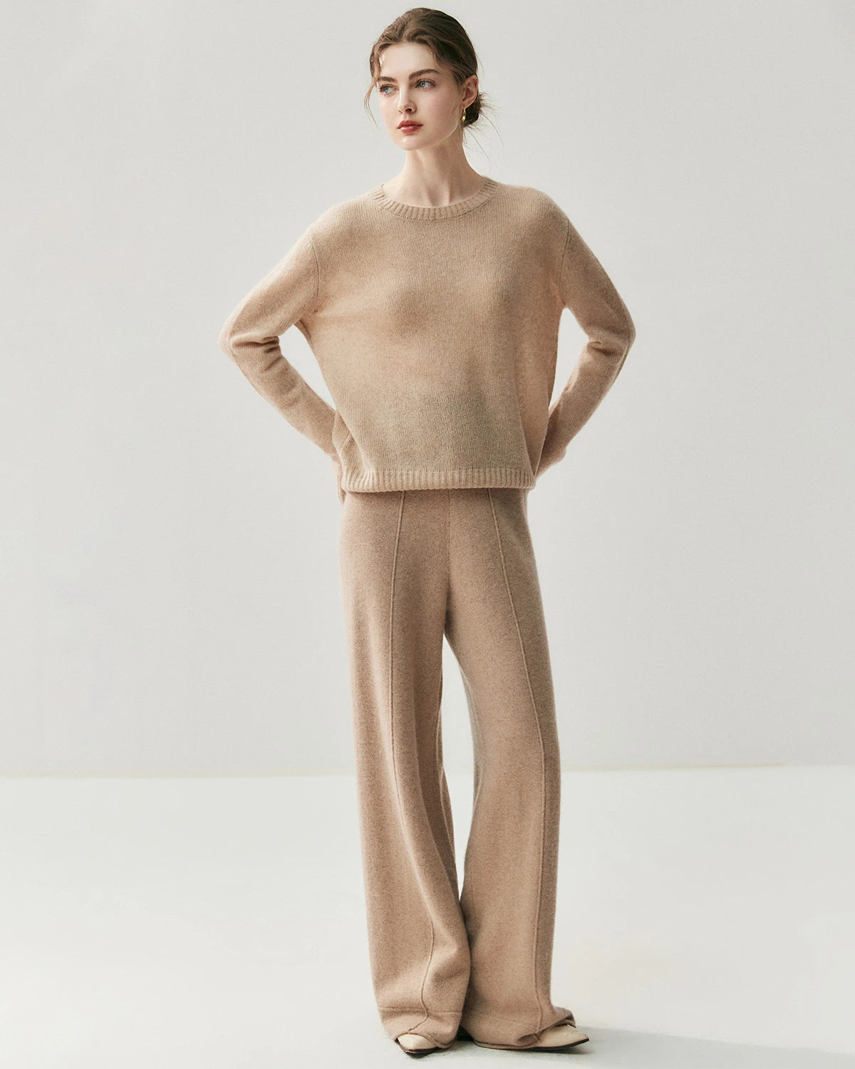 Pull en cachemire léger pour femme à col rond