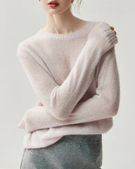 Pull en cachemire léger pour femme à col rond
