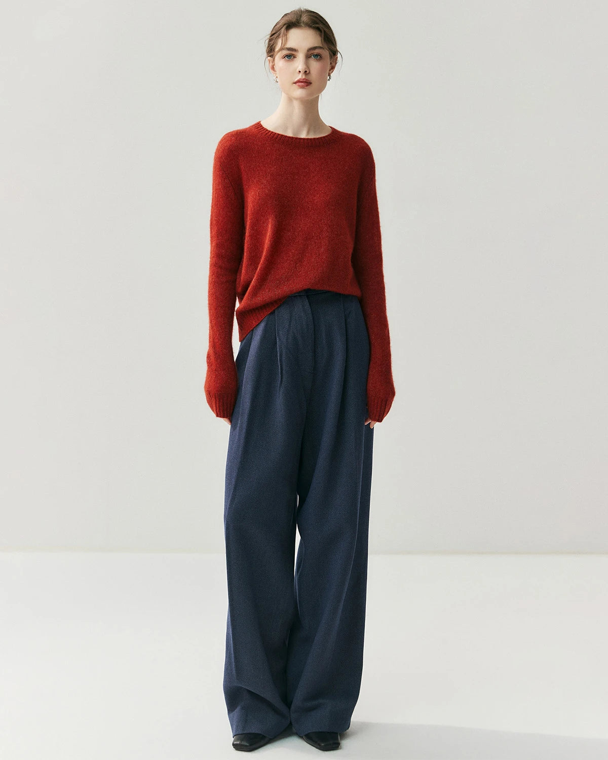 Pull en cachemire léger pour femme à col rond