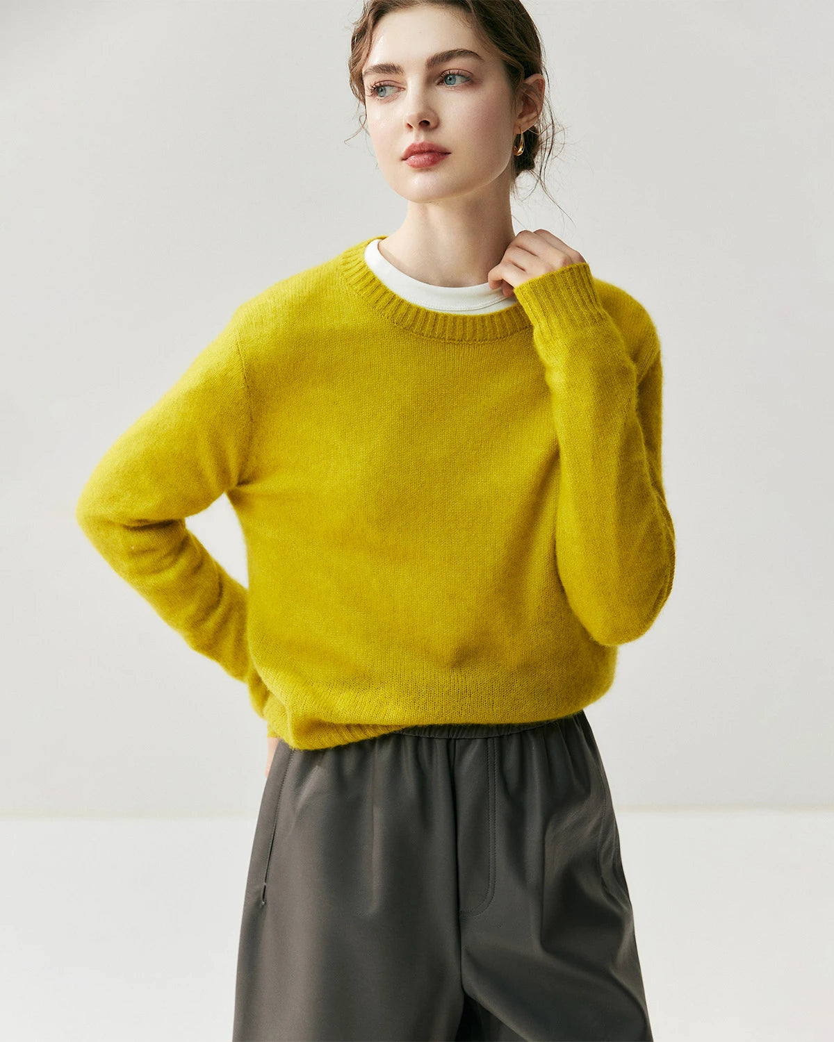 Pull en cachemire léger pour femme à col rond
