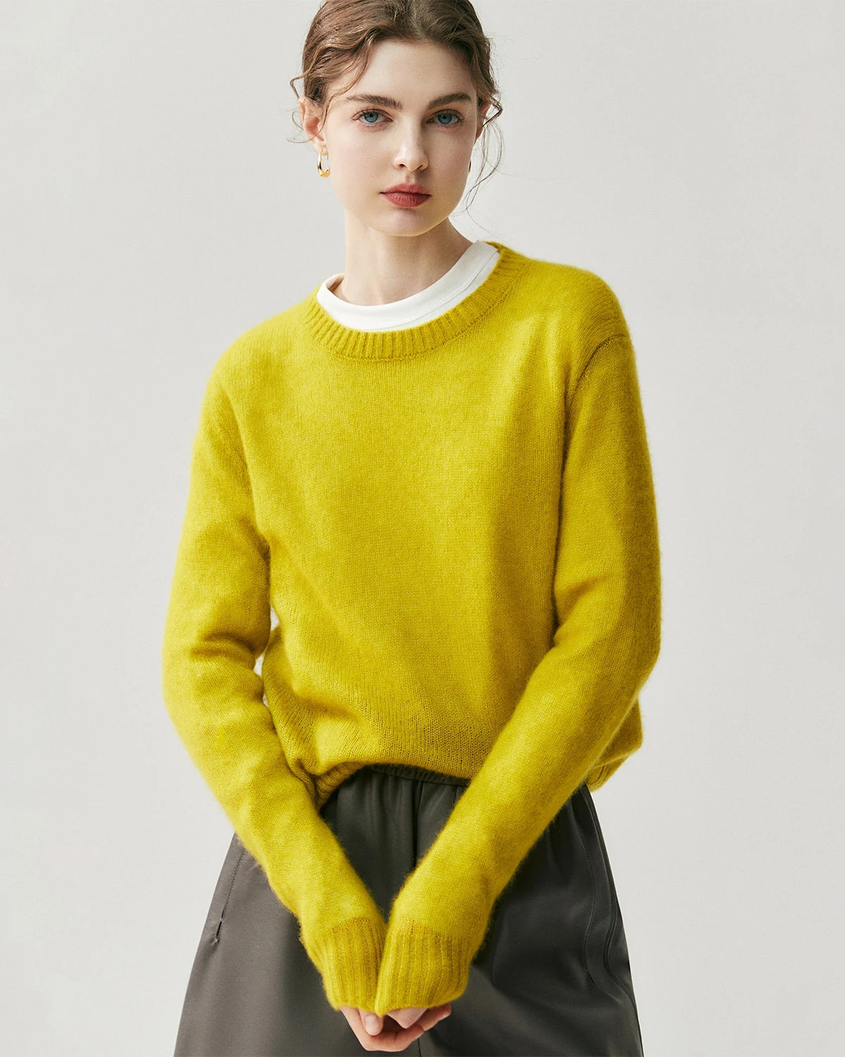 Pull en cachemire léger pour femme à col rond