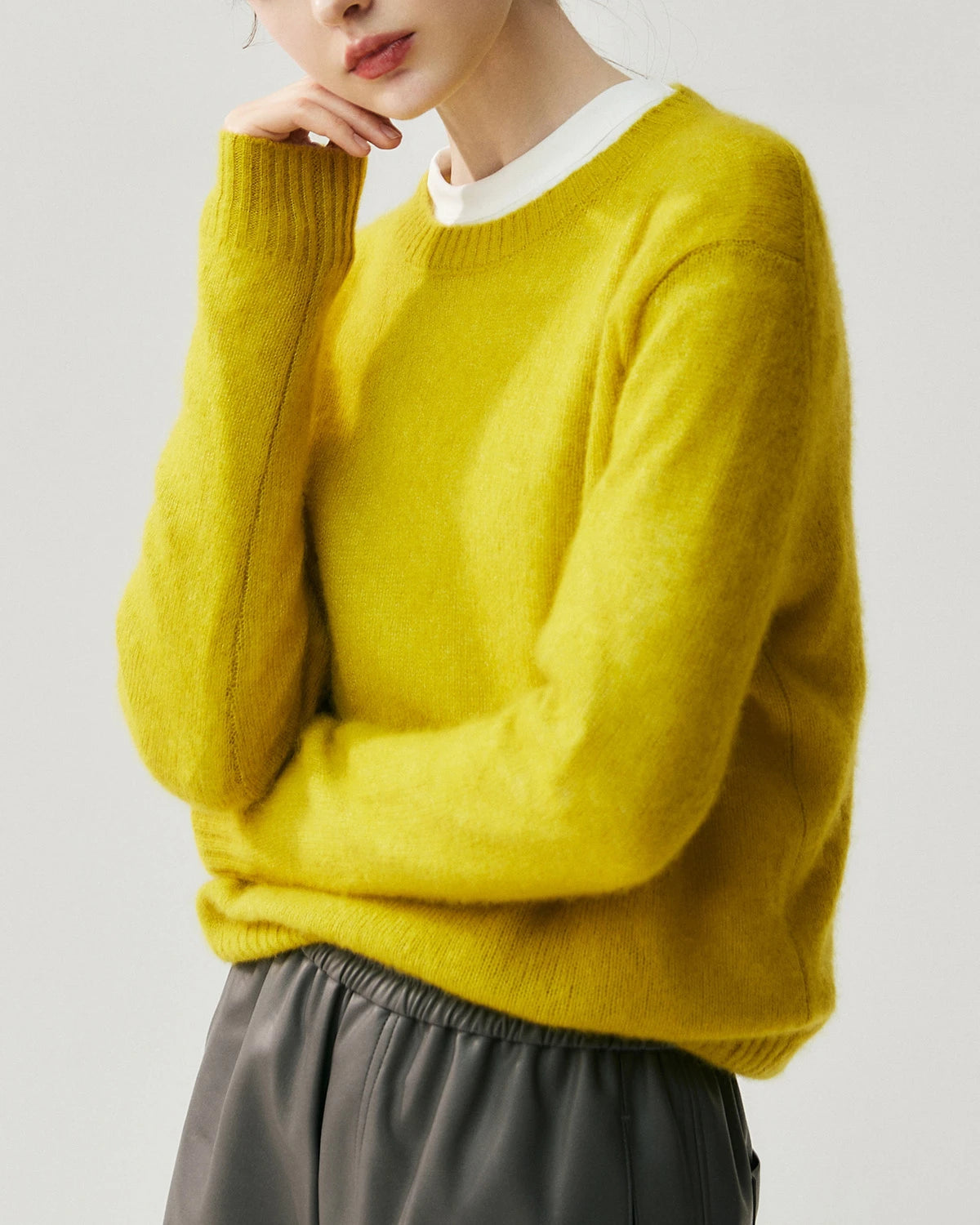Pull en cachemire léger pour femme à col rond