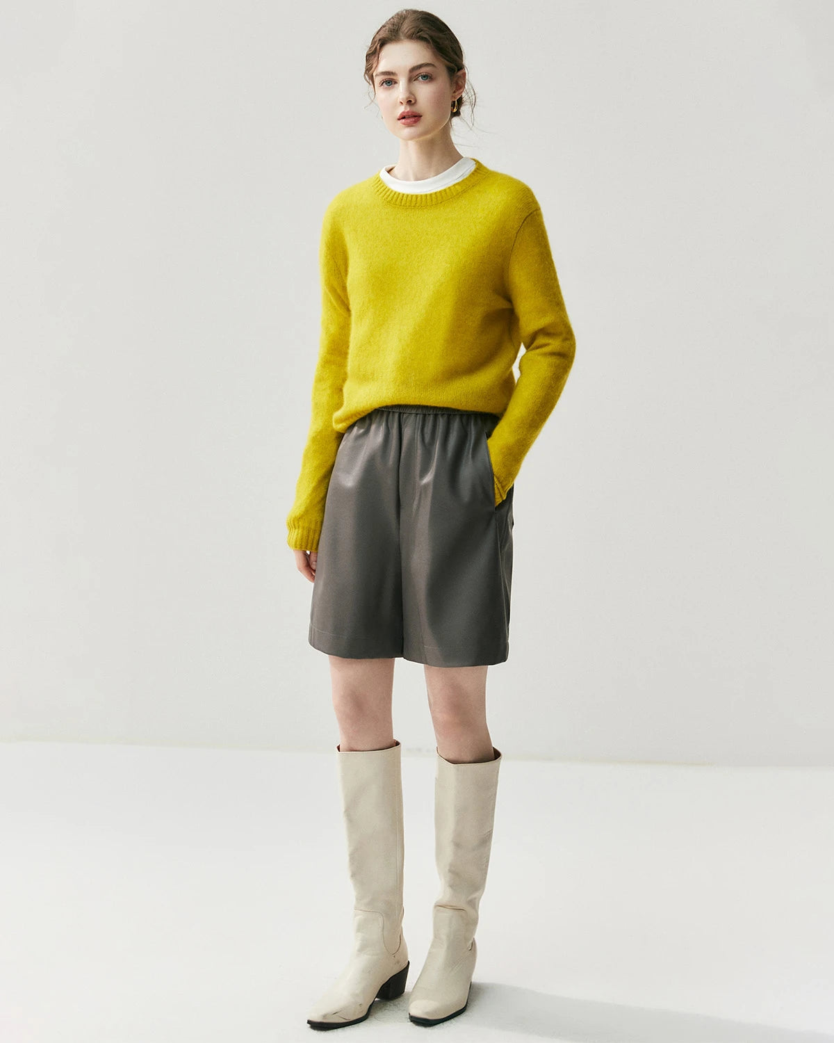 Pull en cachemire léger pour femme à col rond