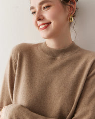 Pull en cachemire léger à col montant pour femme