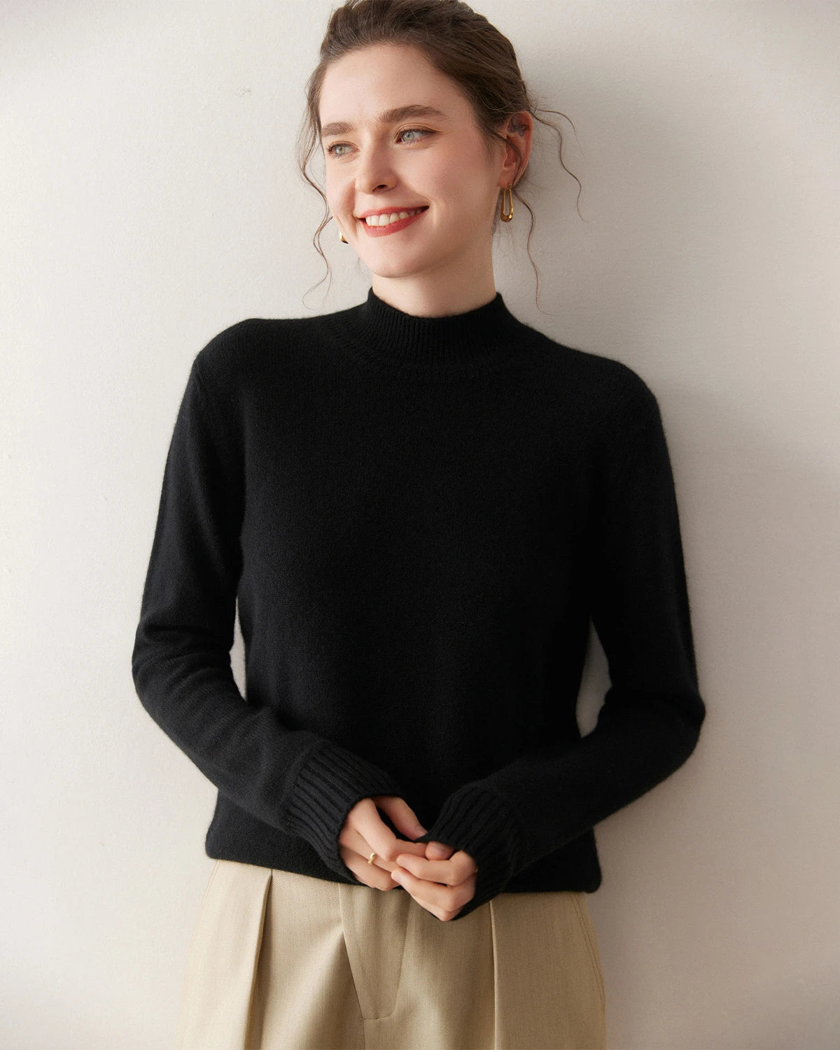 Pull en cachemire à col montant pour femme
