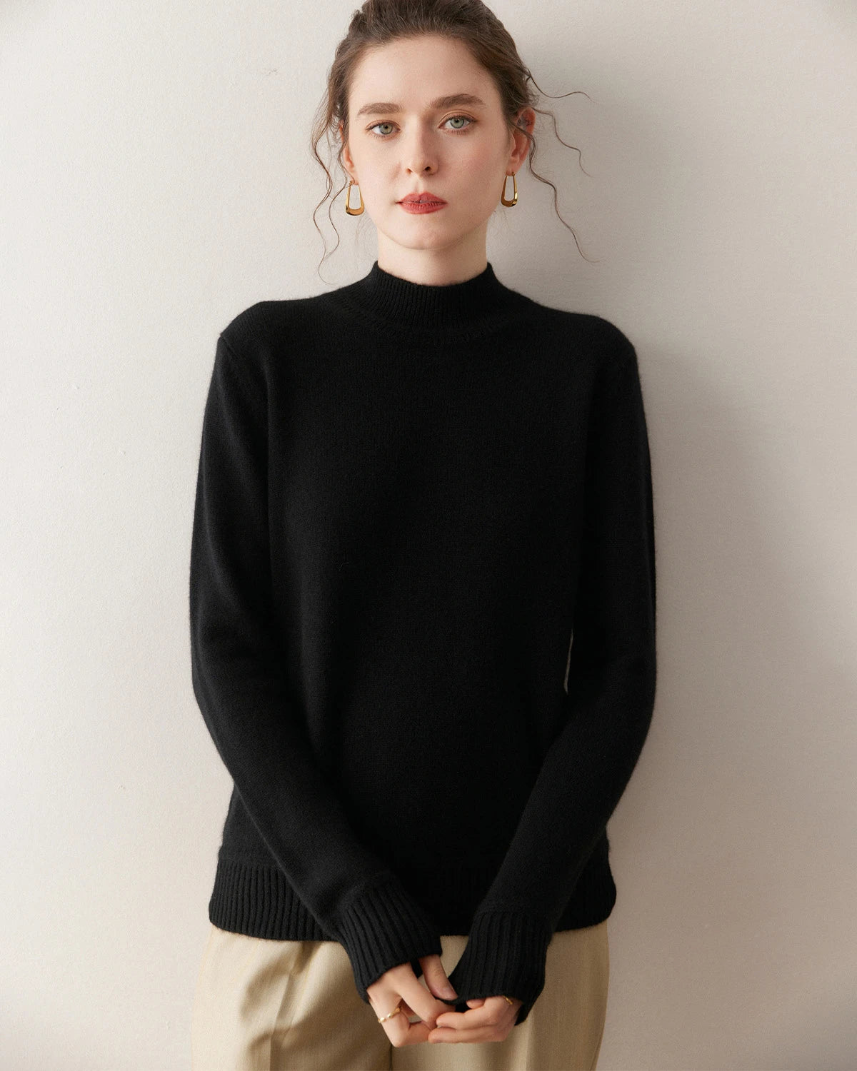 Pull en cachemire à col montant pour femme