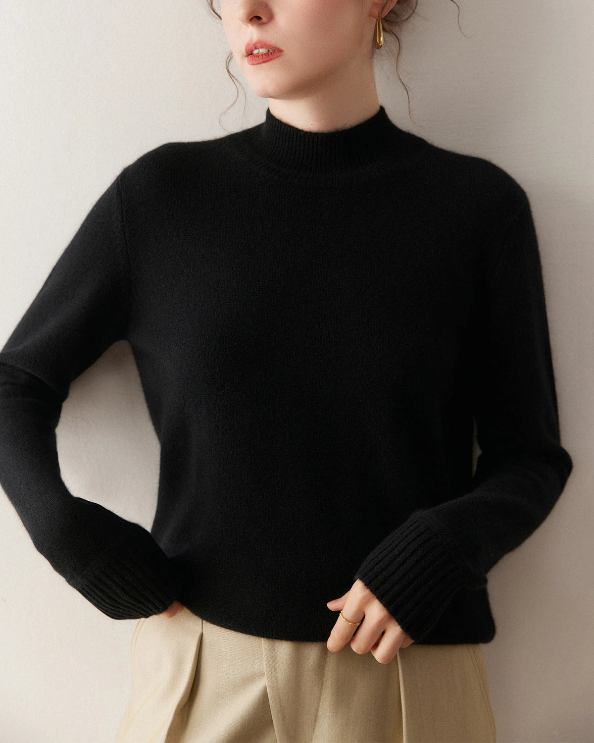 Pull en cachemire à col montant pour femme