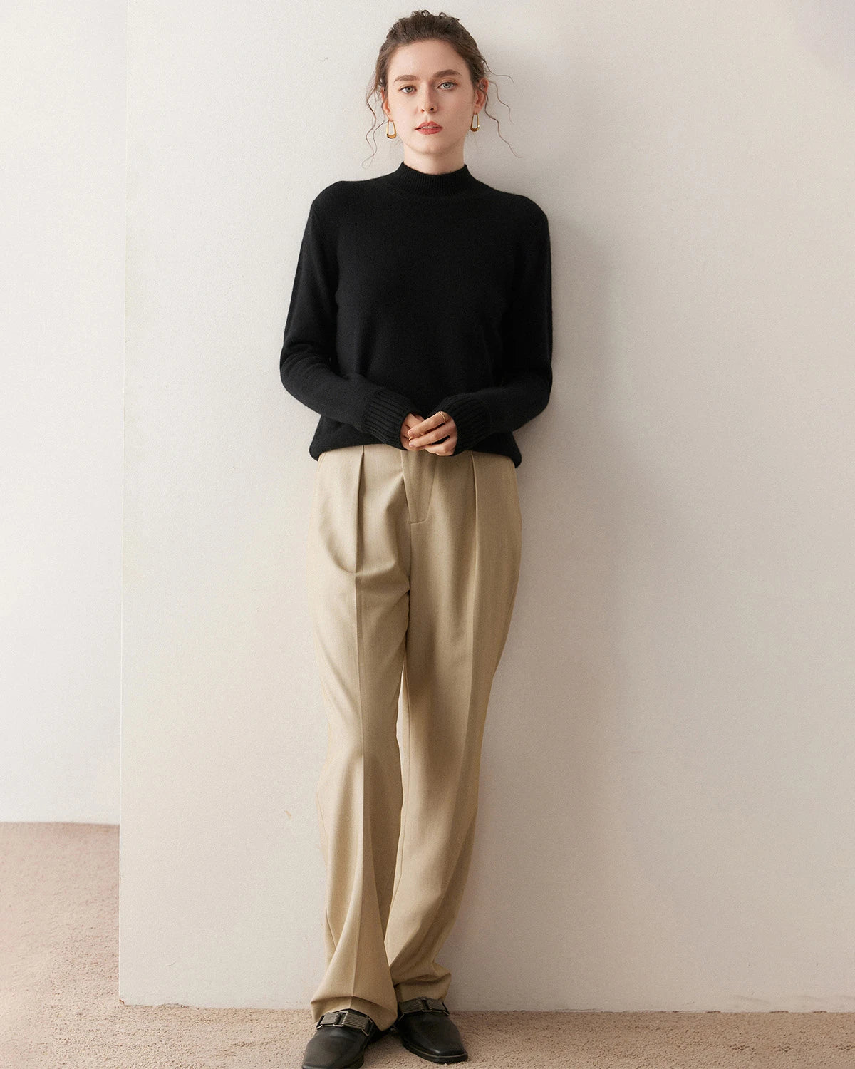 Pull en cachemire à col montant pour femme