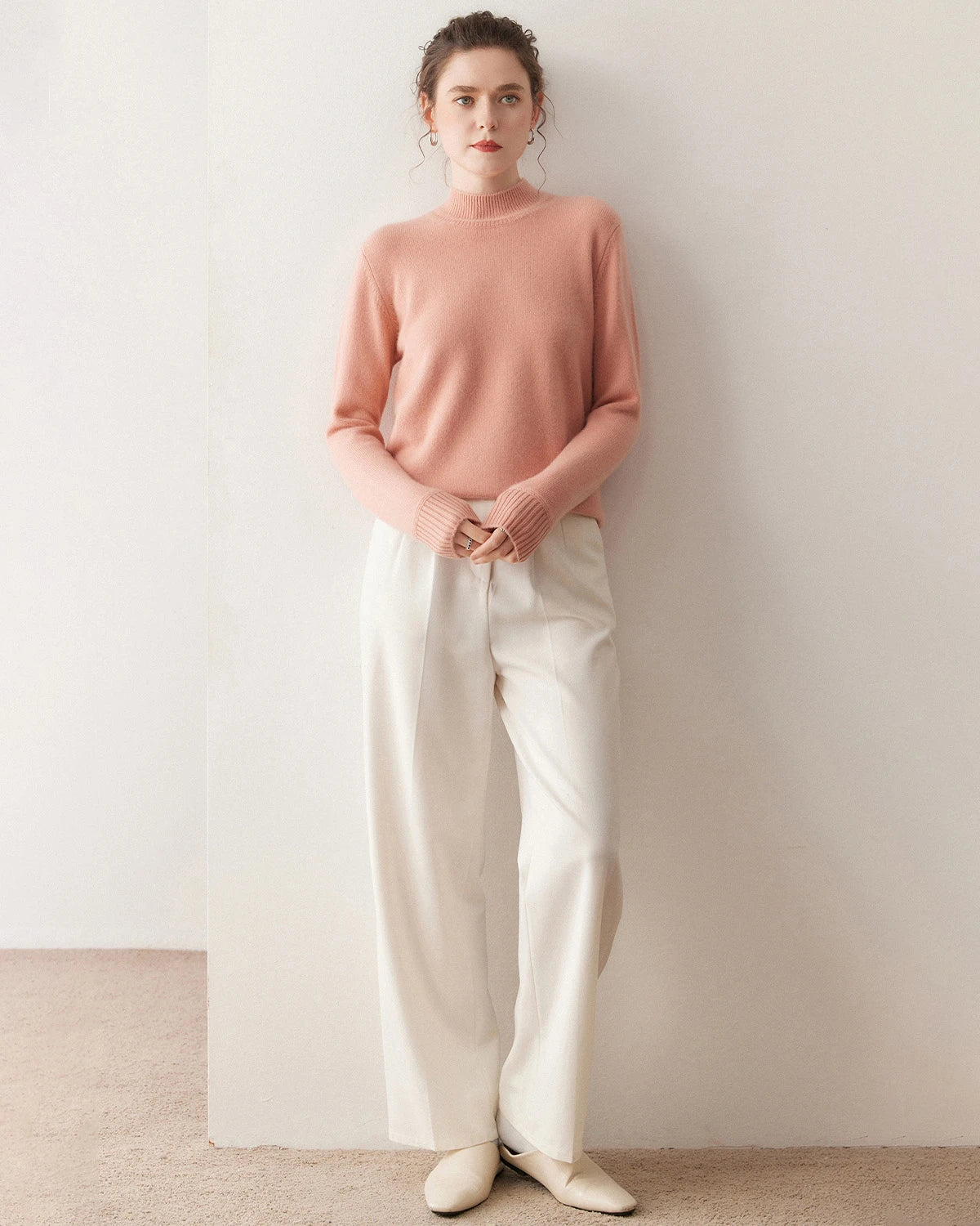 Pull en cachemire à col montant pour femme