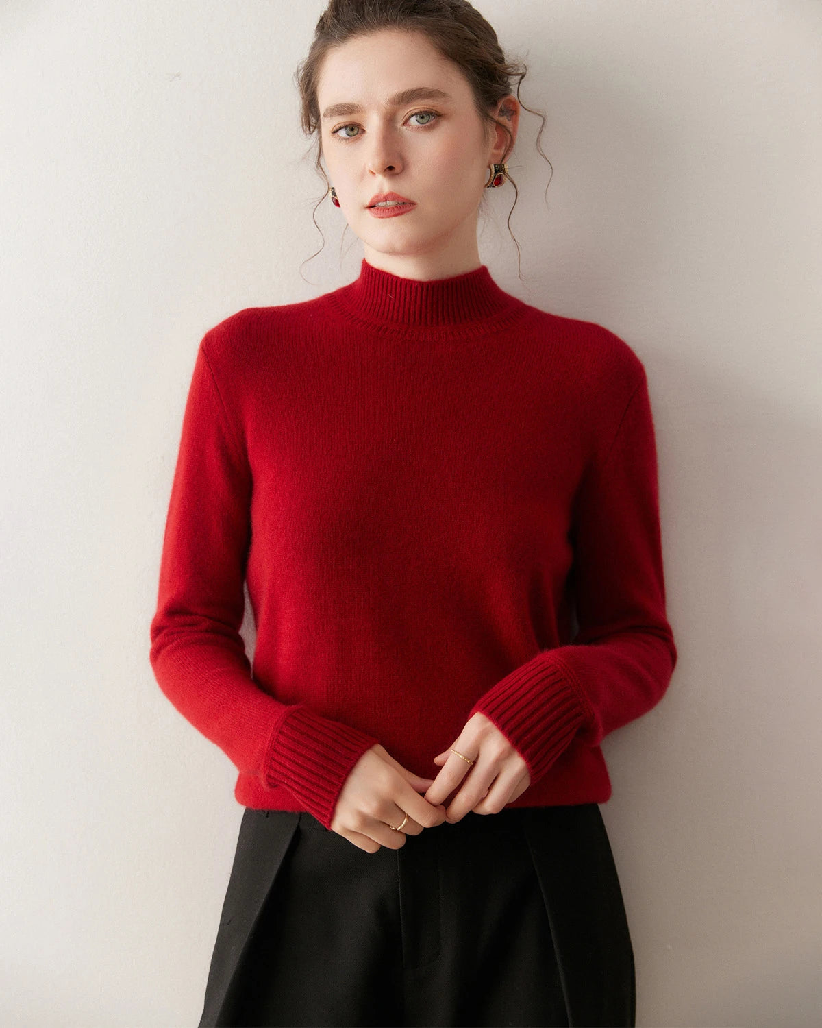 Pull en cachemire à col montant pour femme