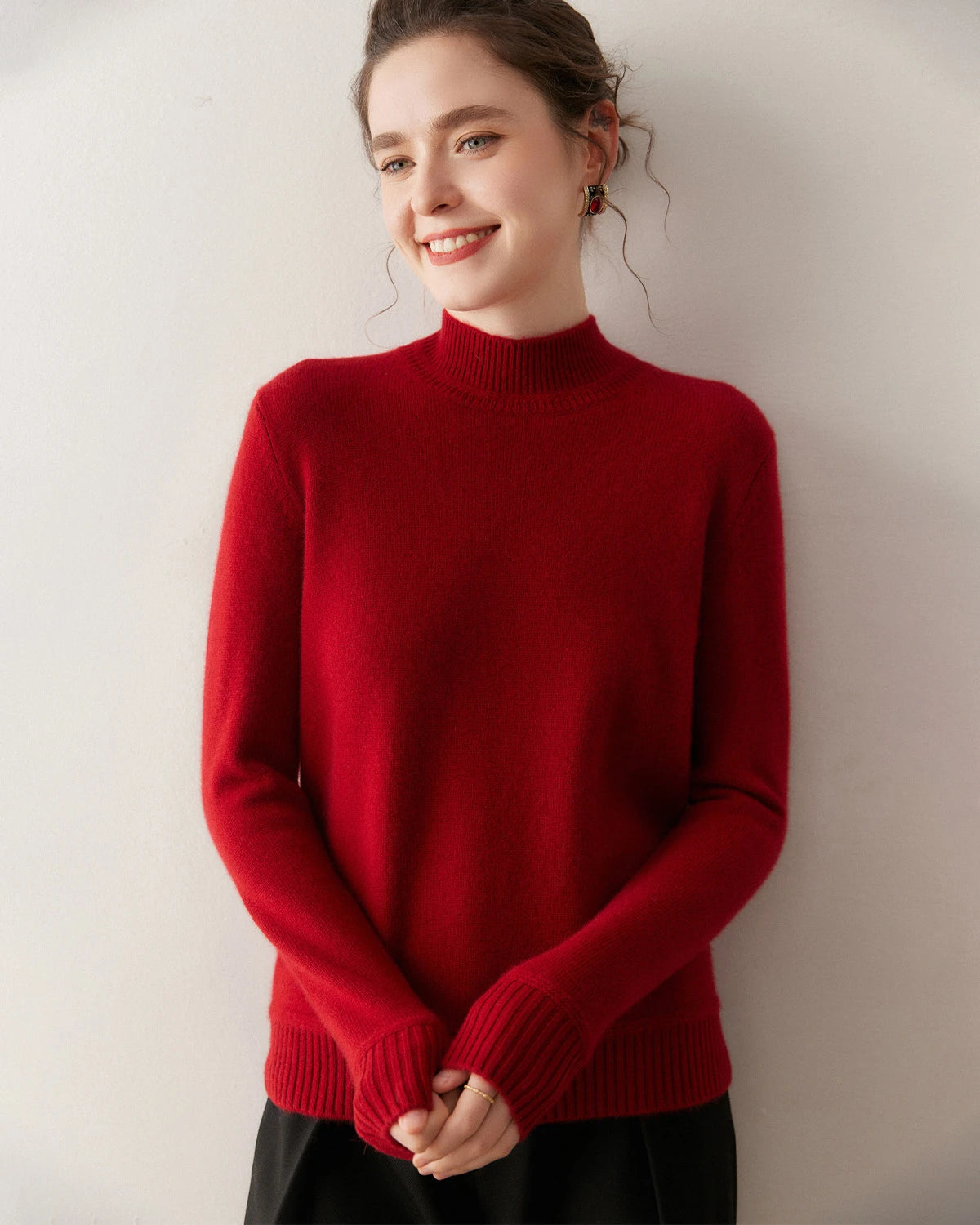 Pull en cachemire à col montant pour femme