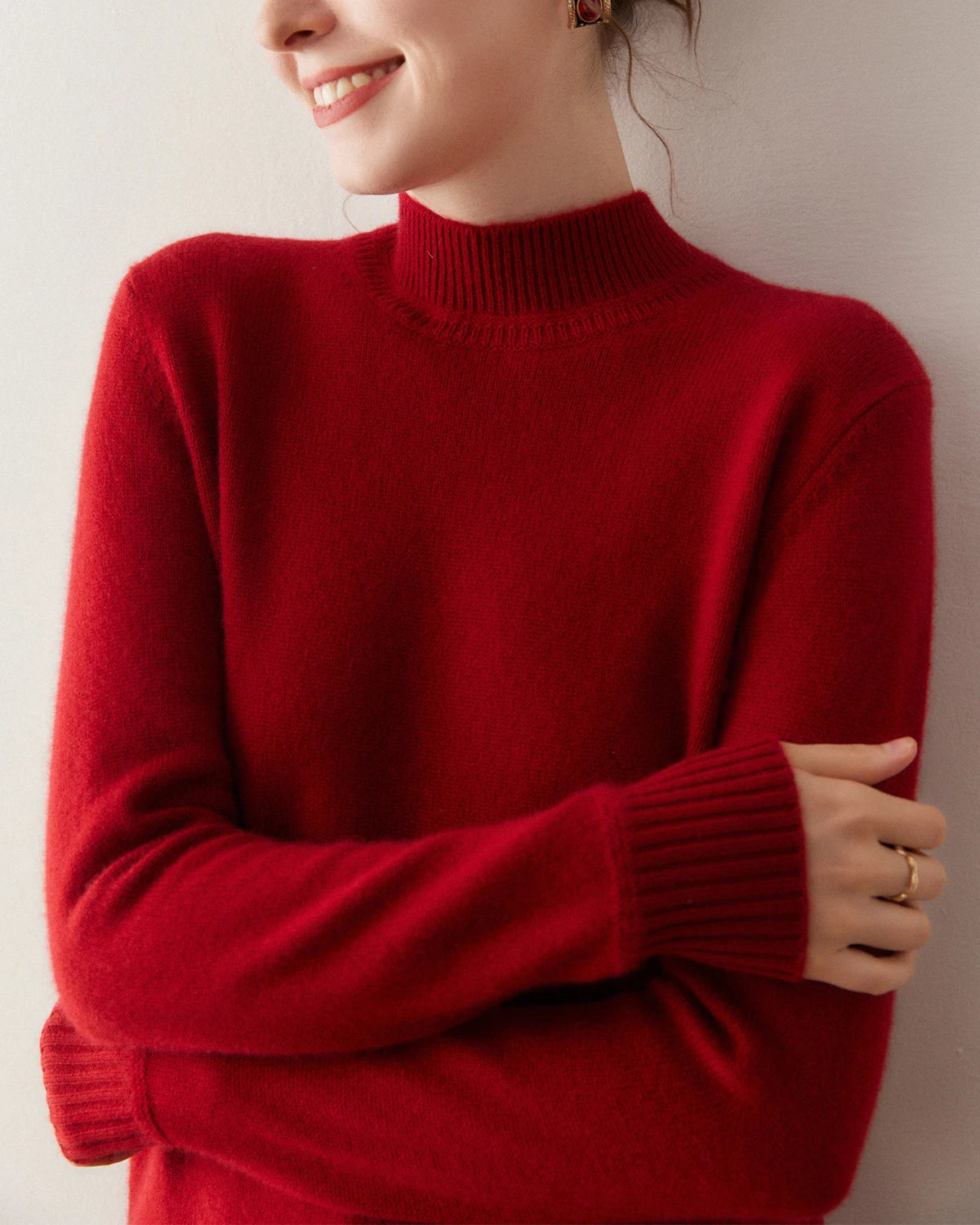 Pull en cachemire à col montant pour femme