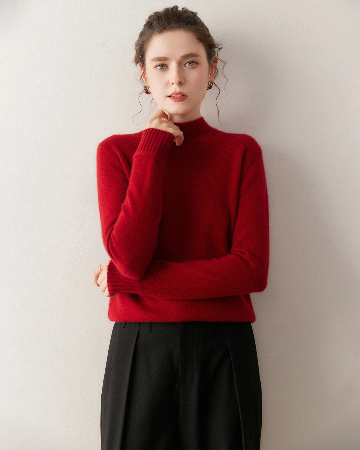 Pull en cachemire à col montant pour femme