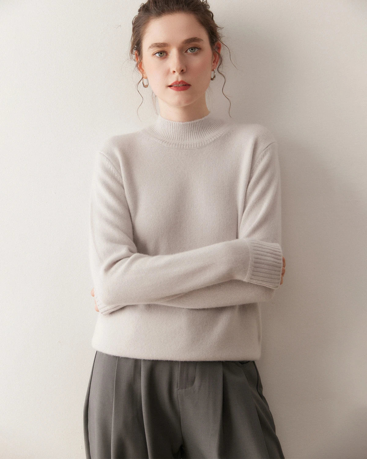 Pull en cachemire à col montant pour femme