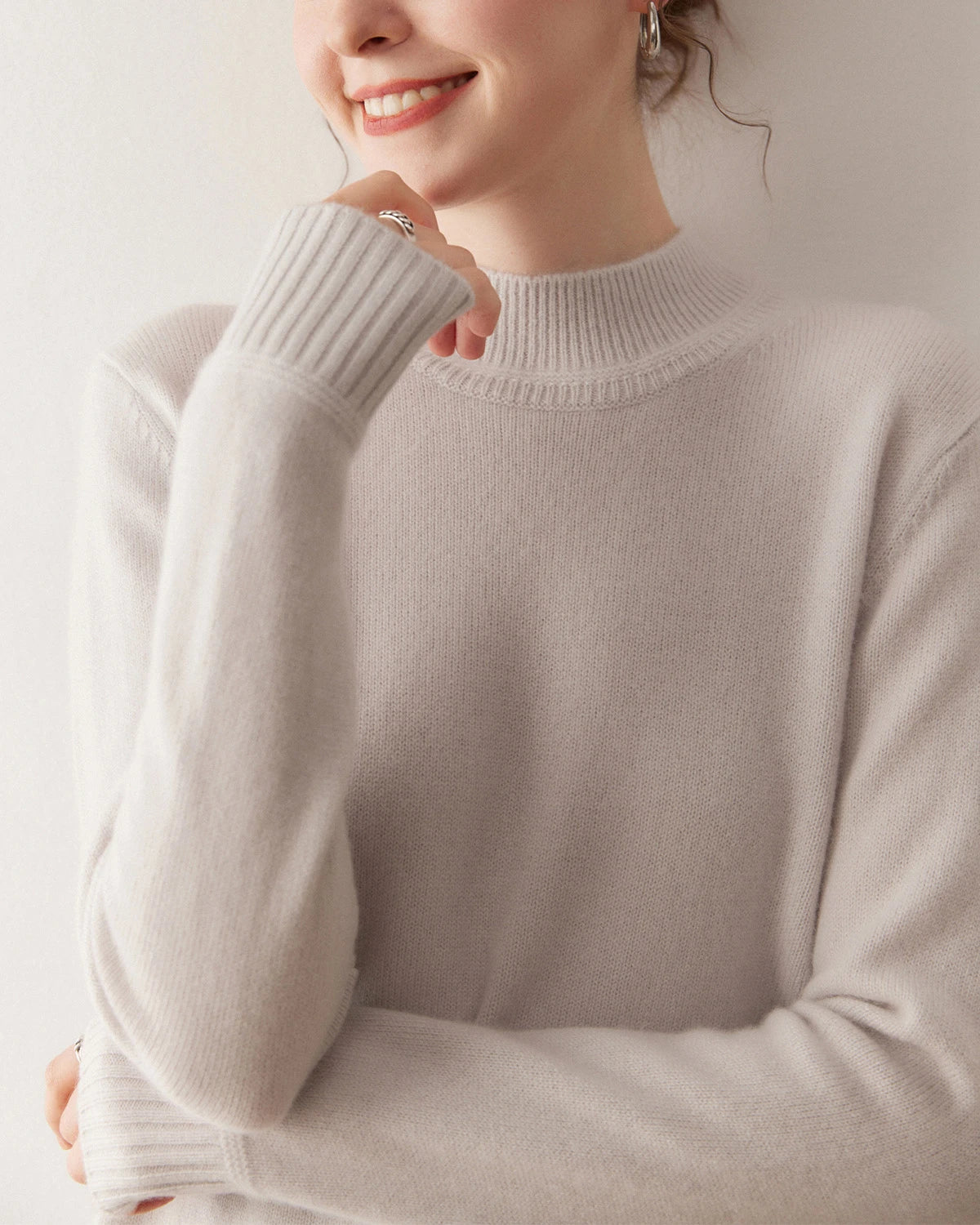 Pull en cachemire à col montant pour femme