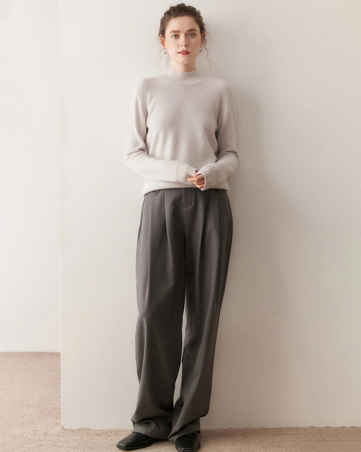 Pull en cachemire à col montant pour femme