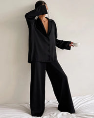 Pyjama en Soie Oversize Décontracté Black