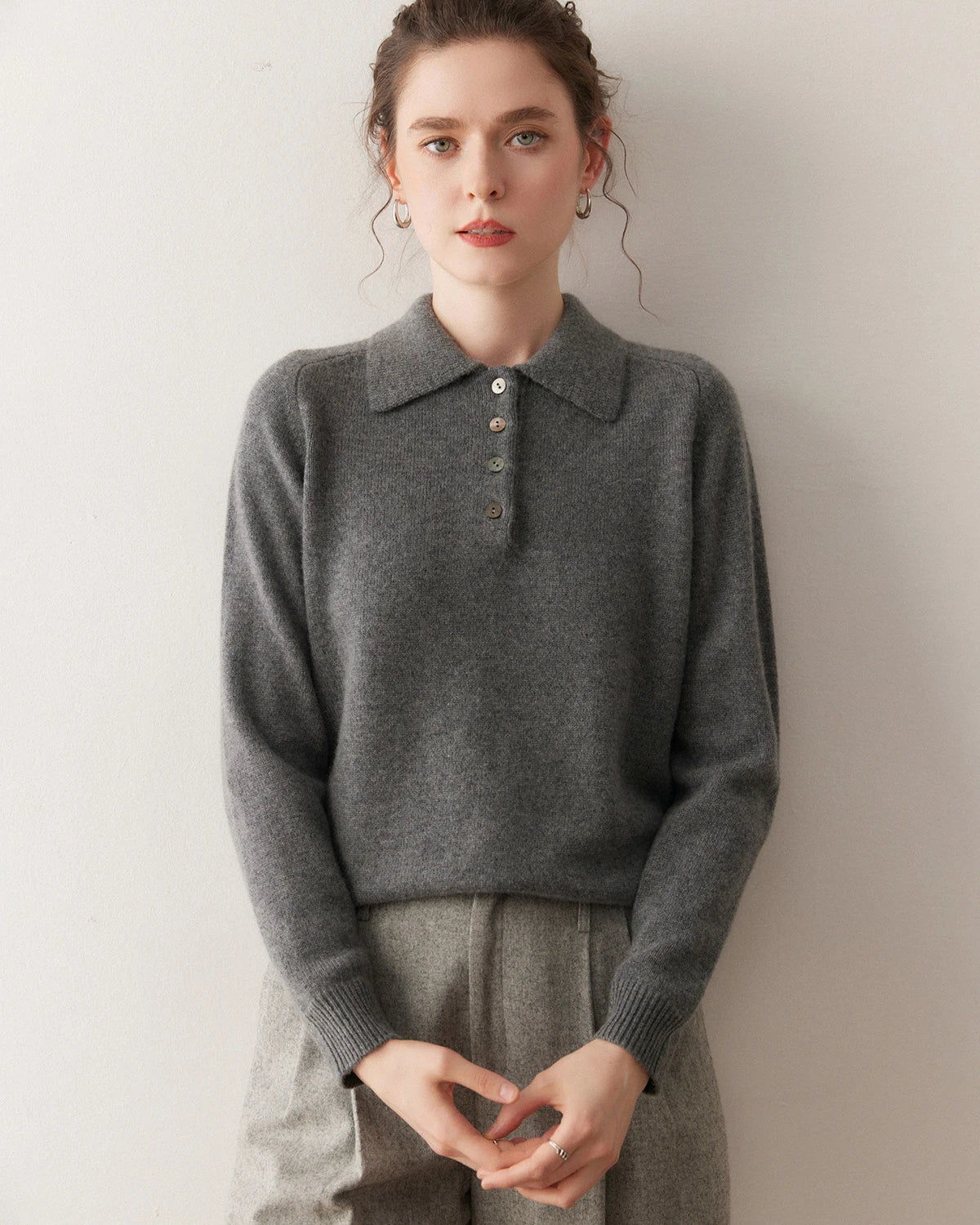 Pull en cachemire à col polo pour femme