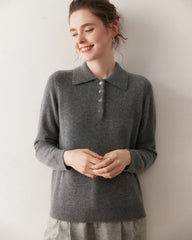 Pull en cachemire à col polo pour femme