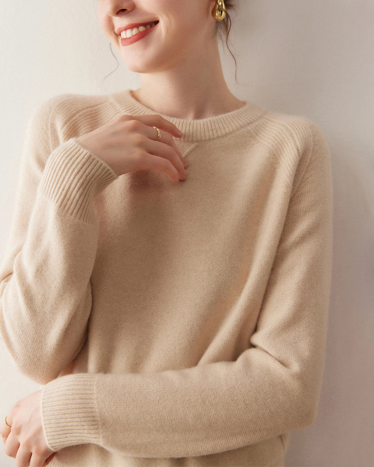 Pull en cachemire à manches raglan pour femme