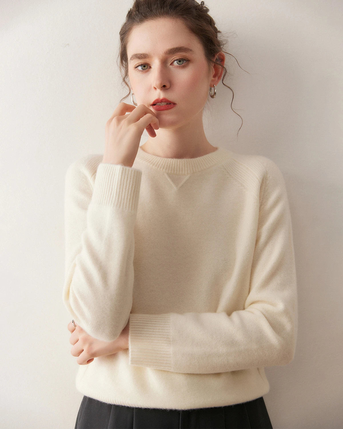 Pull en cachemire à manches raglan pour femme