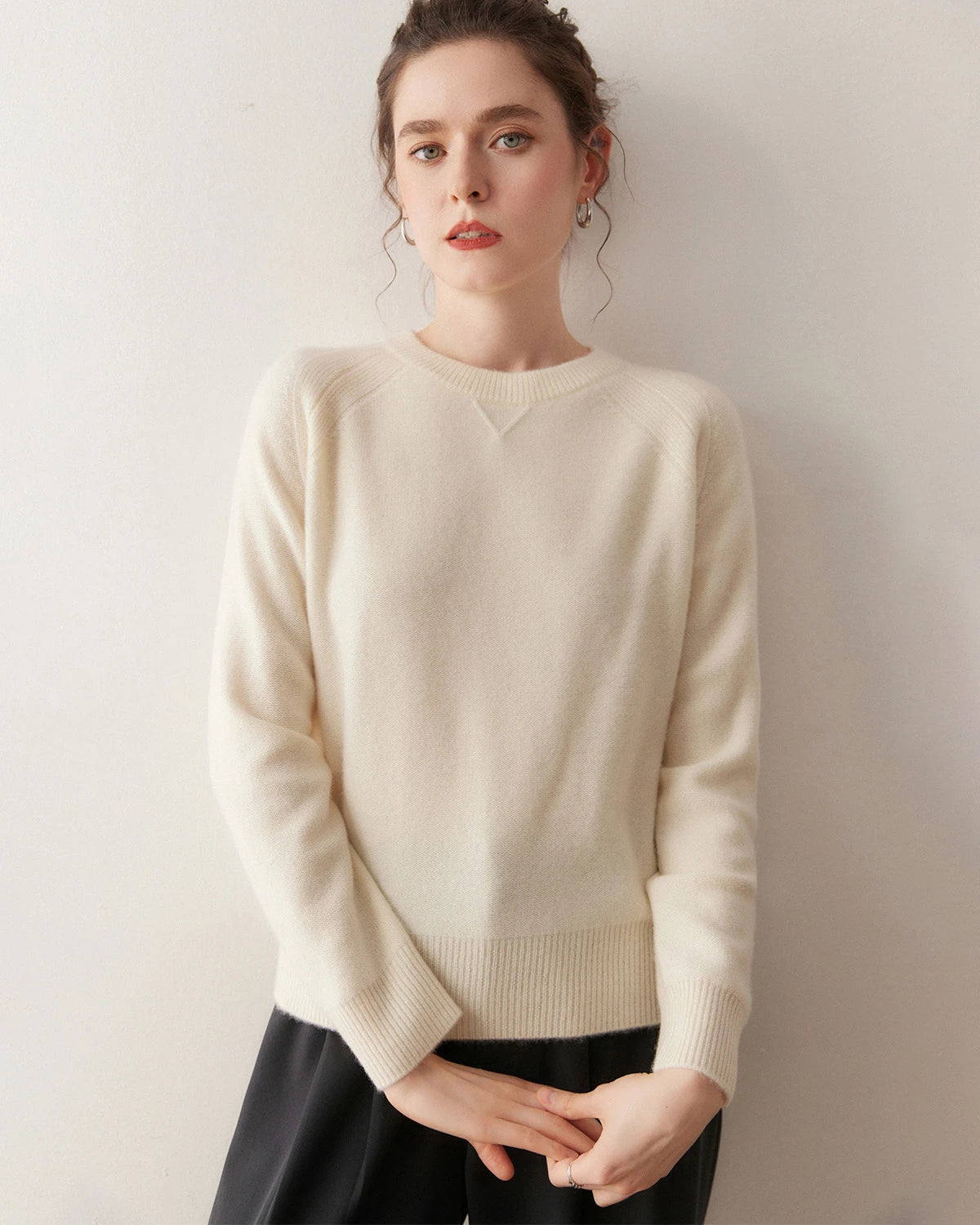 Pull en cachemire à manches raglan pour femme