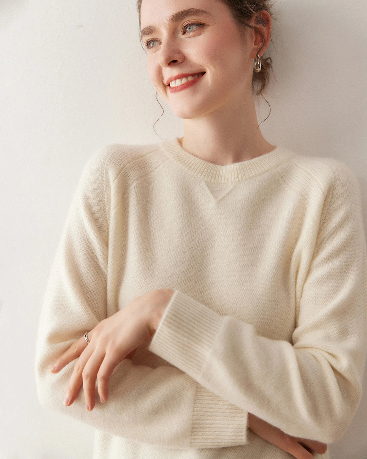 Pull en cachemire à manches raglan pour femme