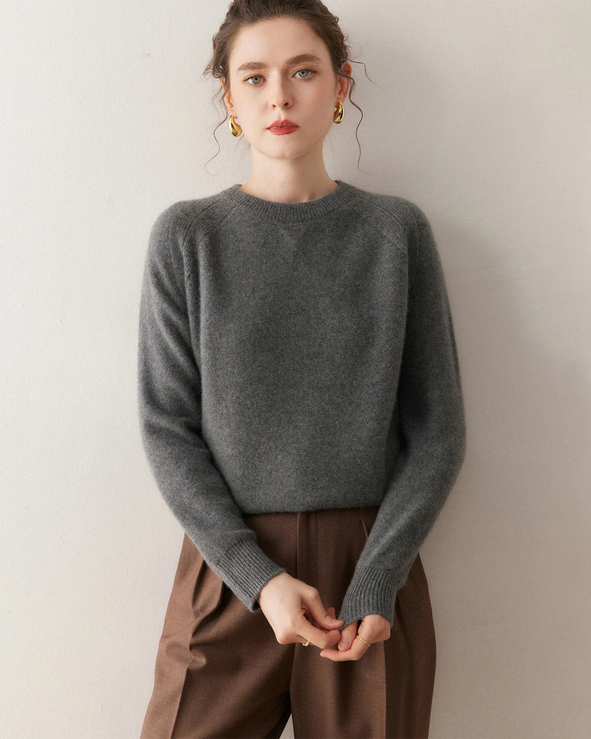 Pull en cachemire à manches raglan pour femme
