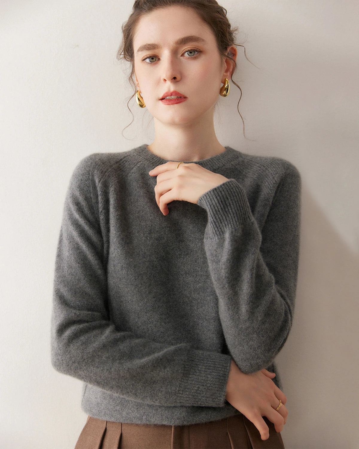 Pull en cachemire à manches raglan pour femme
