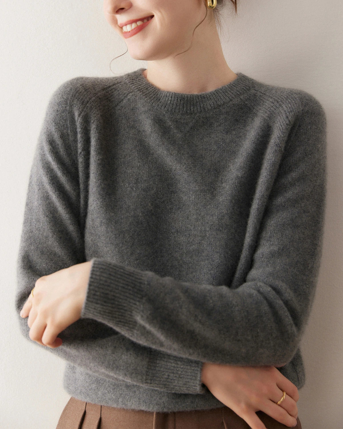 Pull en cachemire à manches raglan pour femme
